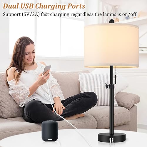 Table Lamp for Bedroom (2 Count)