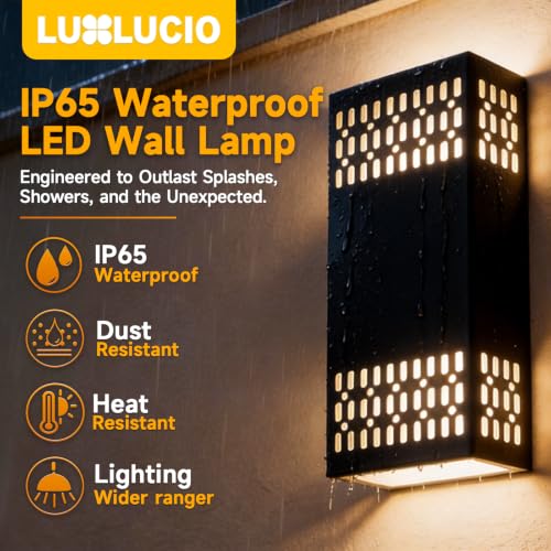 10.2" Black Indoor Outdoor Hardwired LED Wall Sconce (Black - Cutout Design / 2 pack)