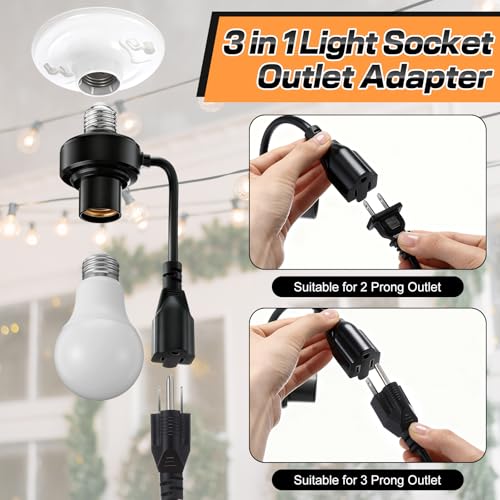 3 in 1 E26 Light Socket Outlet Adapter