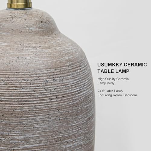 24.5" Handcrafted Ceramic Table Lamp with 5FT Cord