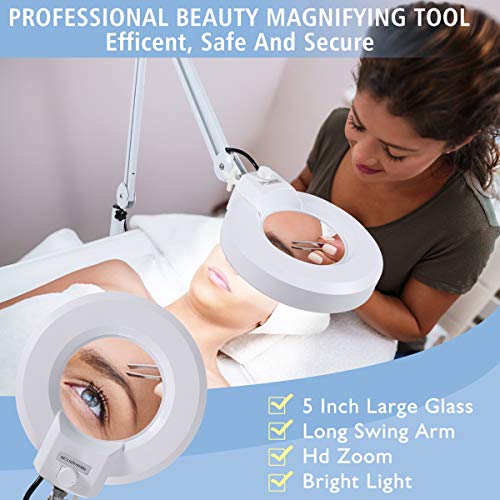 15X Magnifying Floor Lamp with 5 Wheels Rolling Base for Estheticians