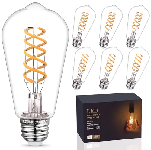 6Pack Edison Light Bulbs 60W Equivalent (6 Count)