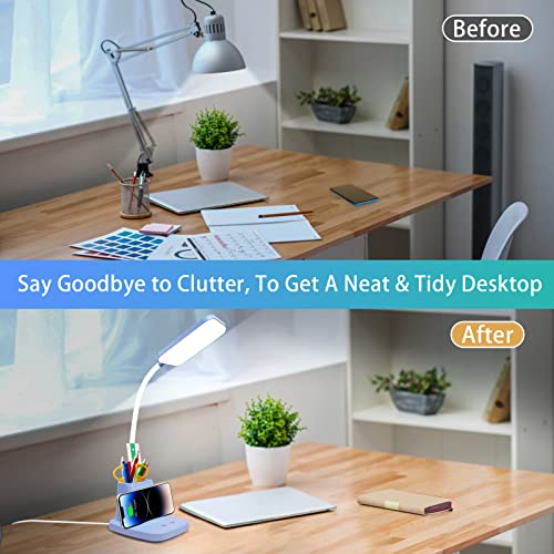 LED Desk Lamp with 10W Wireless Charging & Pen Holder