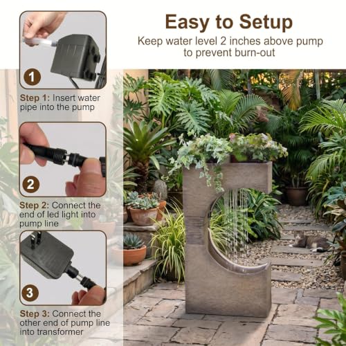 28H Modern Outdoor Water Fountain with LED Light