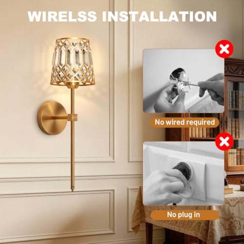 Gold Battery Operated Wall Sconces Set of 2