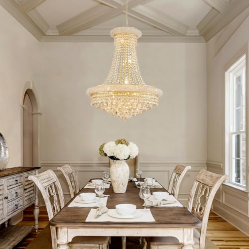 Gold Modern Crystal Chandeliers Diameter 23.6" Empire Crystal Chandeliers