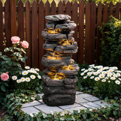 Outdoor Water Fountain with 5 LED Lights