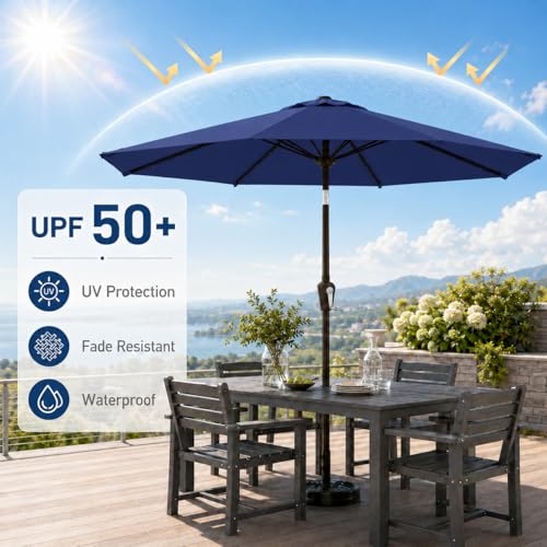 10FT Solar Patio Umbrella with Lights