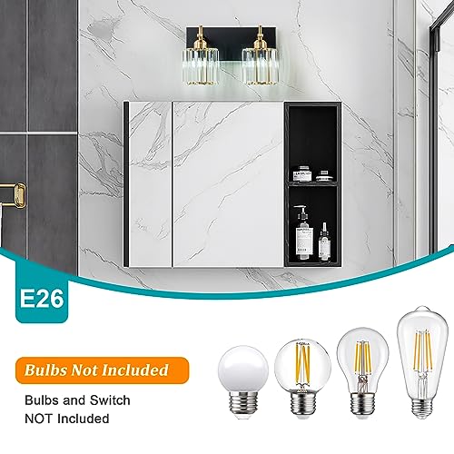 2 Light Crystal Bathroom Vanity Lights