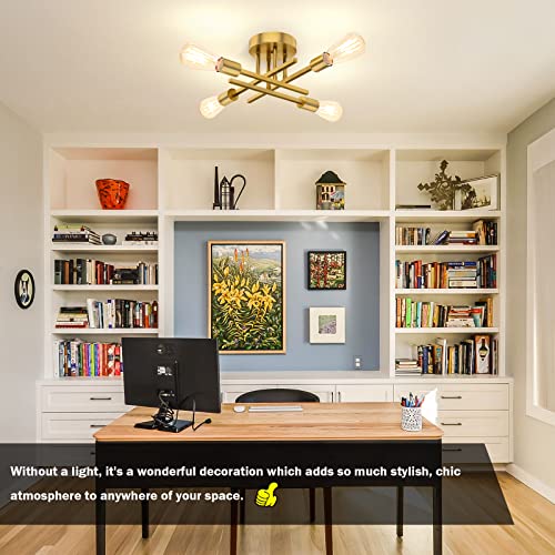 Gold Semi Flush Mount Ceiling Light Fixture