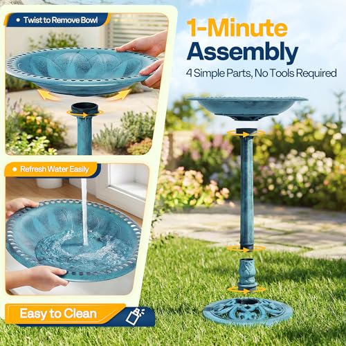 Bird Bath with Solar Fountain for Outside
