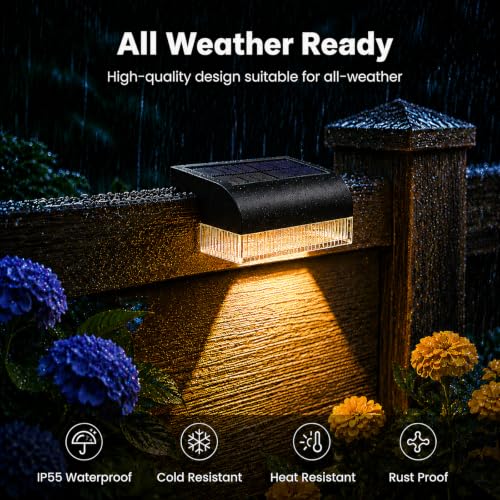 16PK Solar Fence Lights Outdoor Waterproof (16 Count)