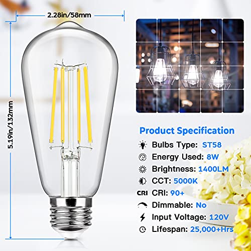 6 Pack Vintage LED Edsion Bulbs 100W Equivalent (6 Count)