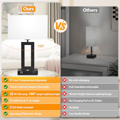 Set of 2 Table Lamps for Bedrooms (2 Count)