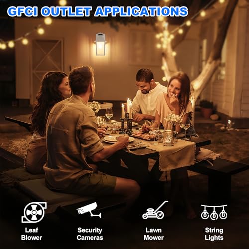 2 Pack White Porch Lights with GFCI Outlet