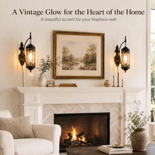 Rustic Gothic Plug in Wall Sconce with Glass