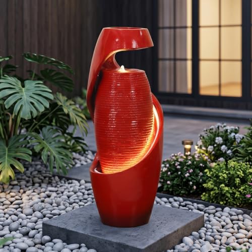 30H Vase Outdoor Water Fountain with Smoothing Flow