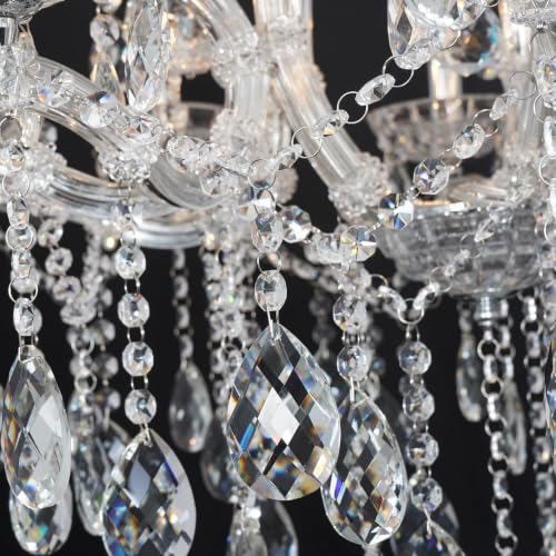 Modern Maria Theresa Chandelier 2 Layers 15 Lights Large Crystal Chandeliers for High Ceiling Dining Room