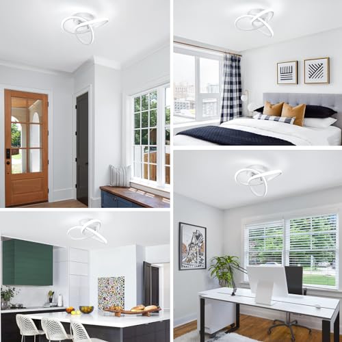 Hallway Light Fixtures 6000K Cool White Modern Led Ceiling Light Fixtures Close to Ceiling Light for Hallway Kitchen Bedroom Bathroom Curved Design Ceiling Lamps