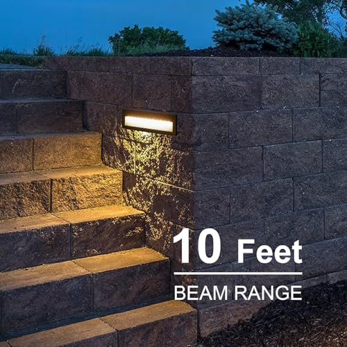 Low Voltage Step Lights Kits 10.6 Inch Outdoor 12V AC Landscape Stair Lights Wired 8PK 6W LED Electric Outdoor Deck Lighting Black Metal 122 Lumens 3000K Warm White with Cable Connectors (8 Count)