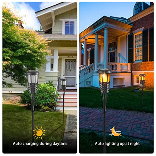 Flickering Flames Torch Solar Lights Handmade Bamboo Outside Flame Lighting Waterproof for Path