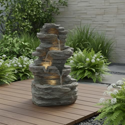 Tabletop Cascading Rock Waterfall Fountain with Lights