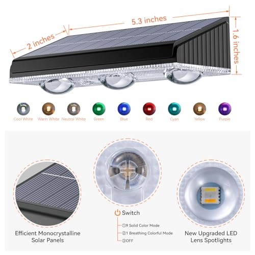 Solar Fence Lights Outdoor 6 Pack