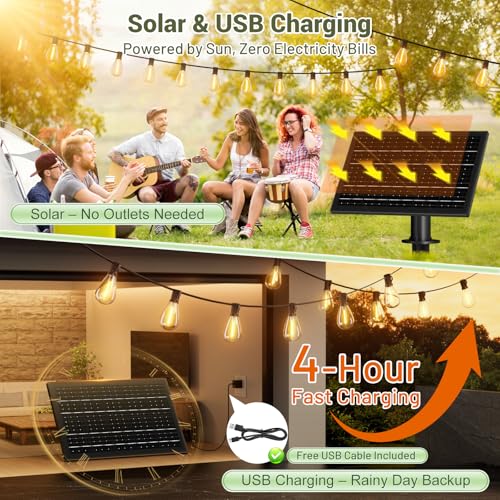 30FT Solar String Lights Waterproof