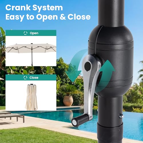15FT Large Double Sided Patio Umbrella with Base Included