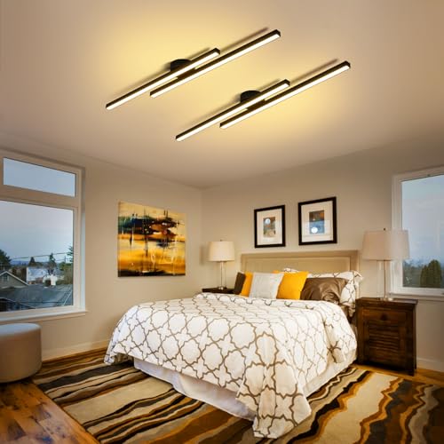 Black Modern LED Ceiling Light Fixtures with Remote