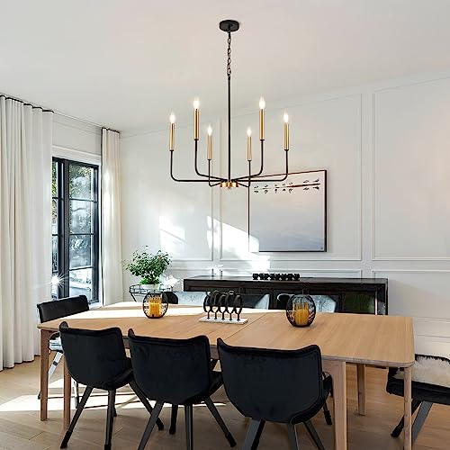 Modern Black and Gold Chandelier for Dining Room