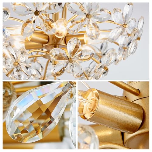 Crystal Chandelier Pendant Flushmount Ceiling Light Modern Lighting Fixture for Bedroom Hallway Bar Kitchen Bathroom