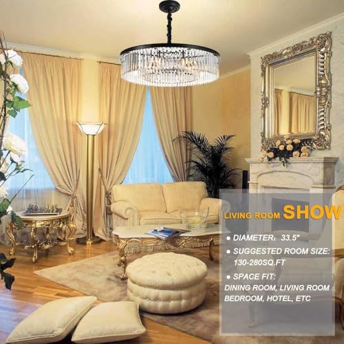 Crystal Chandeliers Modern Contemporary Ceiling Lights Fixtures Pendant Lighting for Dining Room Living Room Chandelier D33.5