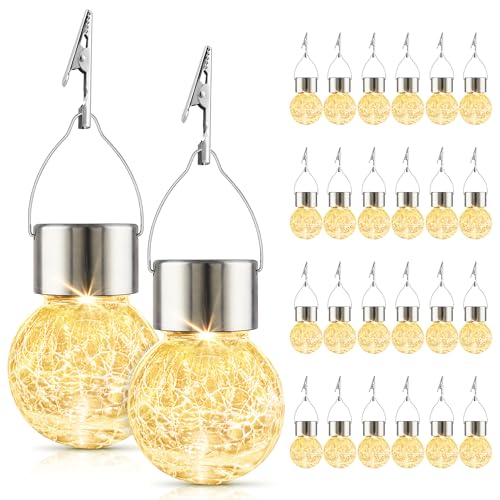 Solar Lights Outdoor Hanging Decorative Globe 24 Pack (24 Count)