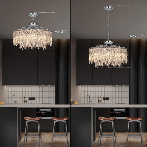 24" 8 Lights Luxury Crystal Chandeliers for Dining Room