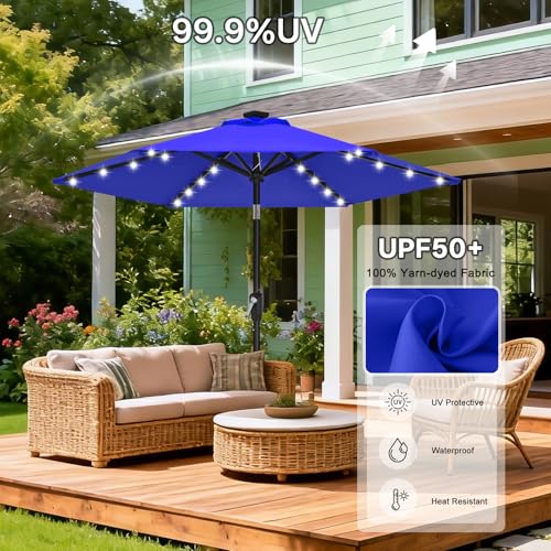 Solar Led Patio Umbrella with 24 Lights 7.5FT