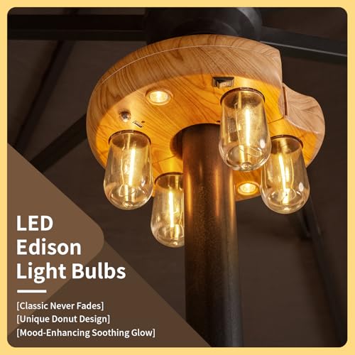 Wood Grain Patio Umbrella Light with Remote Control
