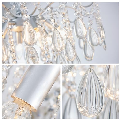 6 Light Crystal Chandelier Pendant Ceiling Light Modern Lighting Fixture for Bedroom Hallway Bar Kitchen Bathroom
