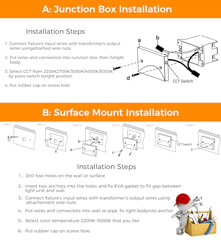 6 Pack] Cloudy Bay Low Voltage LED Step Lights Outdoor (6 Count)