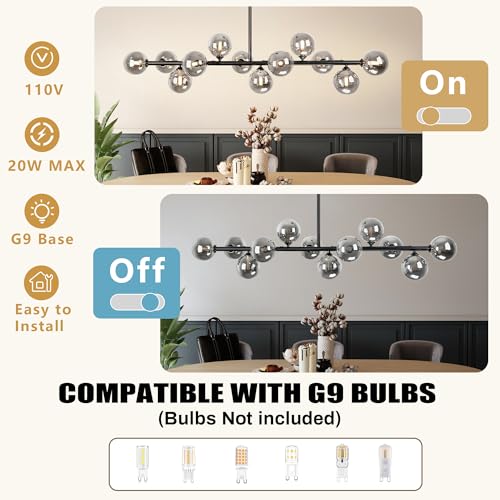 Dining Room Chandelier Black and Smoke Gray Linear Chandeliers