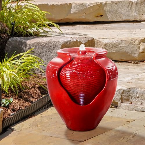 Outdoor Pot Fountain with LED Lights and Pump