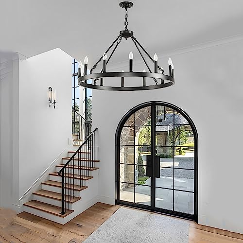 Black Wagon Wheel Chandelier 32 inch