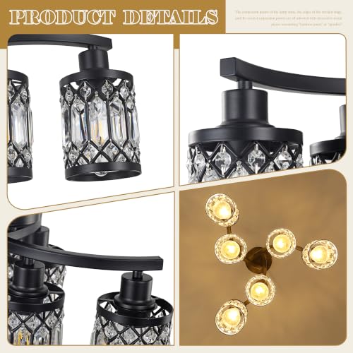 6 Light Black Crystal Chandelier