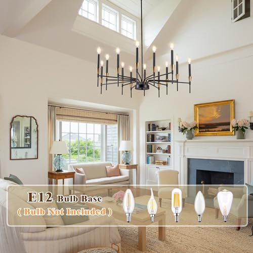 Dining Room Black Gold Chandelier 14 Lights Modern Lighting Fixtures