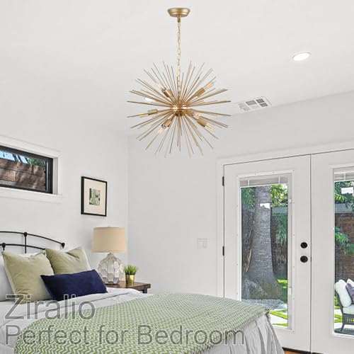 23.8in 9 Light Gold Sputnik Chandelier Mid