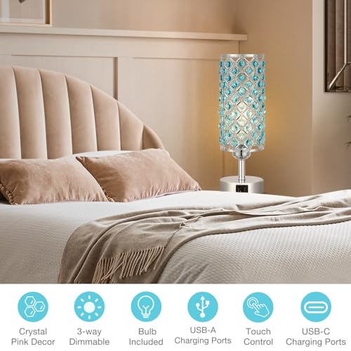 Blue Crystal Bedside Lamp