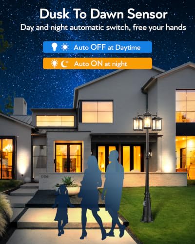 3 Head Lamp Posts Outdoor Lighting with Outlet