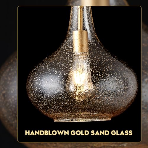 11" Gold Seeded Glass Pendant Light