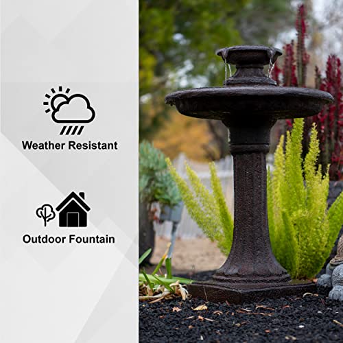 28" Solar Outdoor Bird Bath Water Fountain with Pump