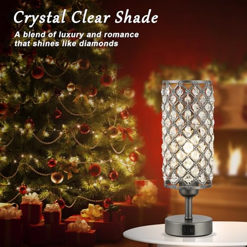 Gray Crystal Bedside Lamp